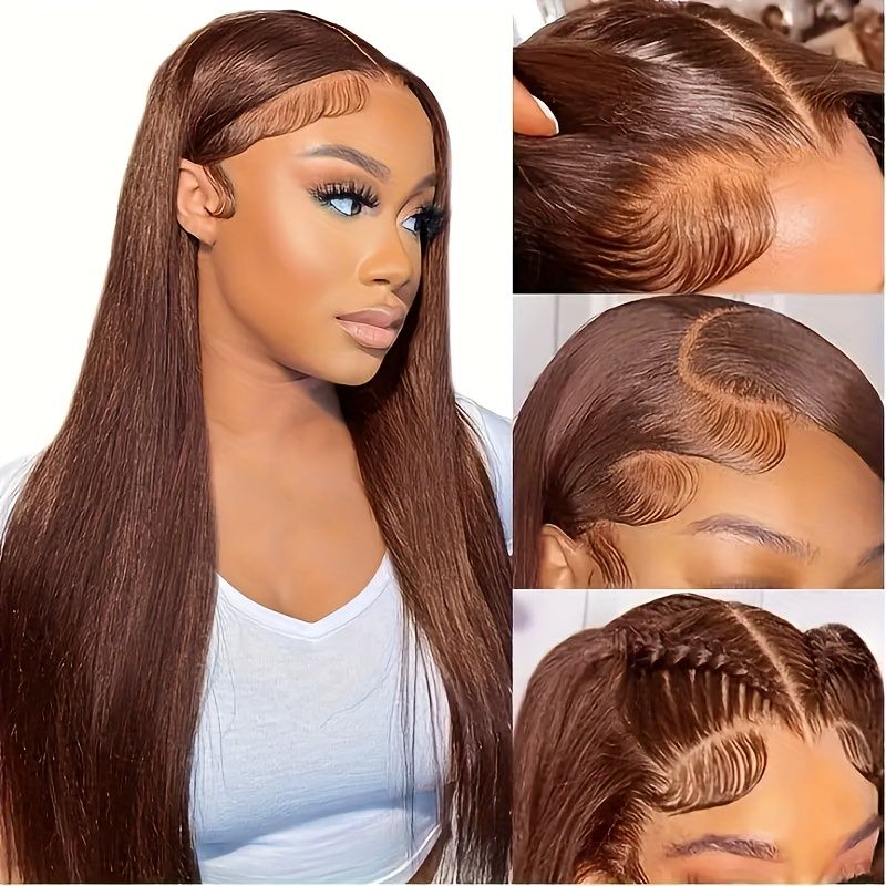 22Inch Chocolate Brown Lace Front Wigs Human Hair