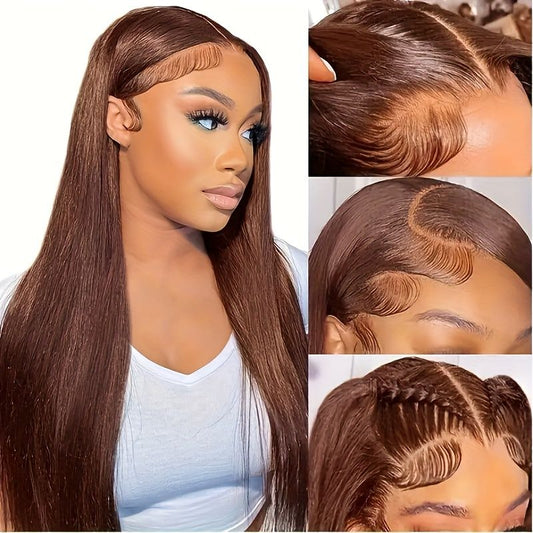 22Inch Chocolate Brown Lace Front Wigs Human Hair