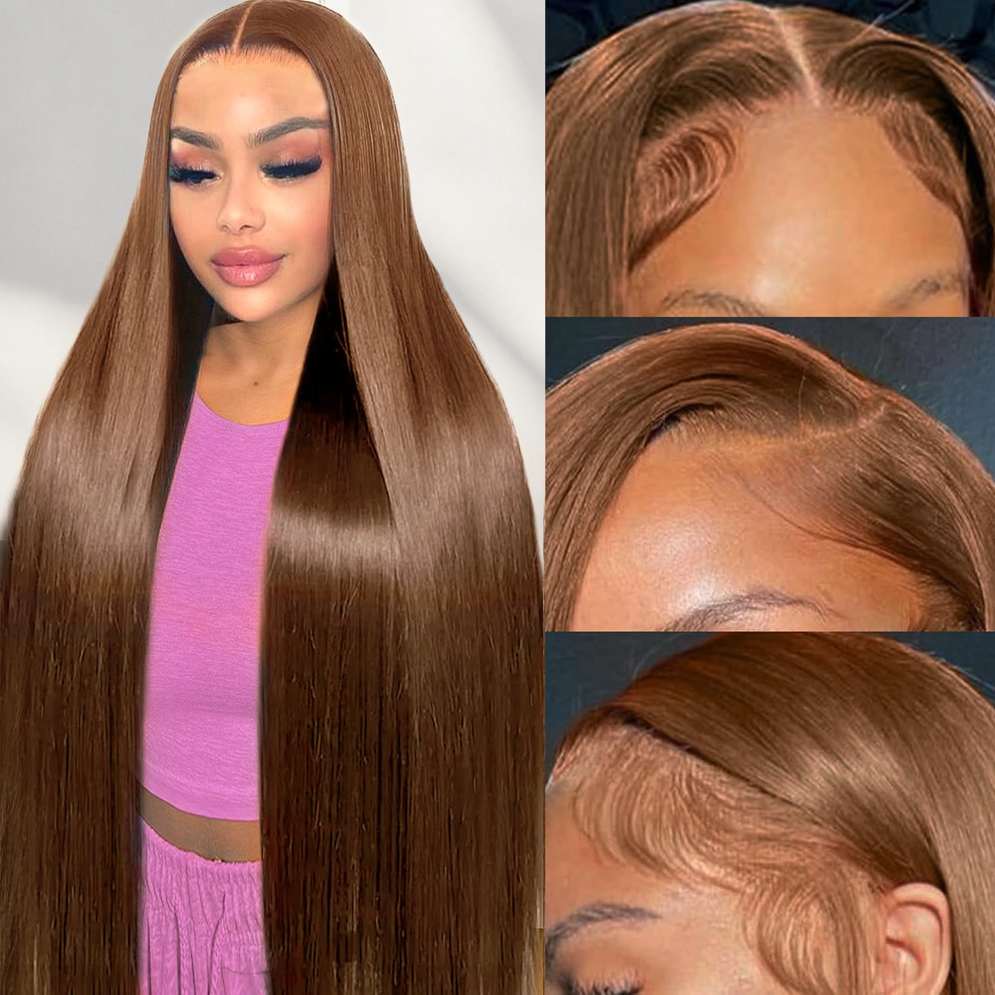 32Inch Chocolate Brown Lace Front Wigs Human Hair